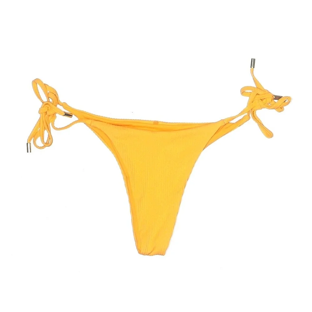Monday Swimwear | Puerto Rico Top Palma Bottom Set Orange Ribbed Swimwear Small